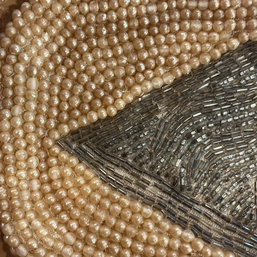 Vintage Gala Made In Spain‎ Beaded Cream Silver Clutch in Vintage Box